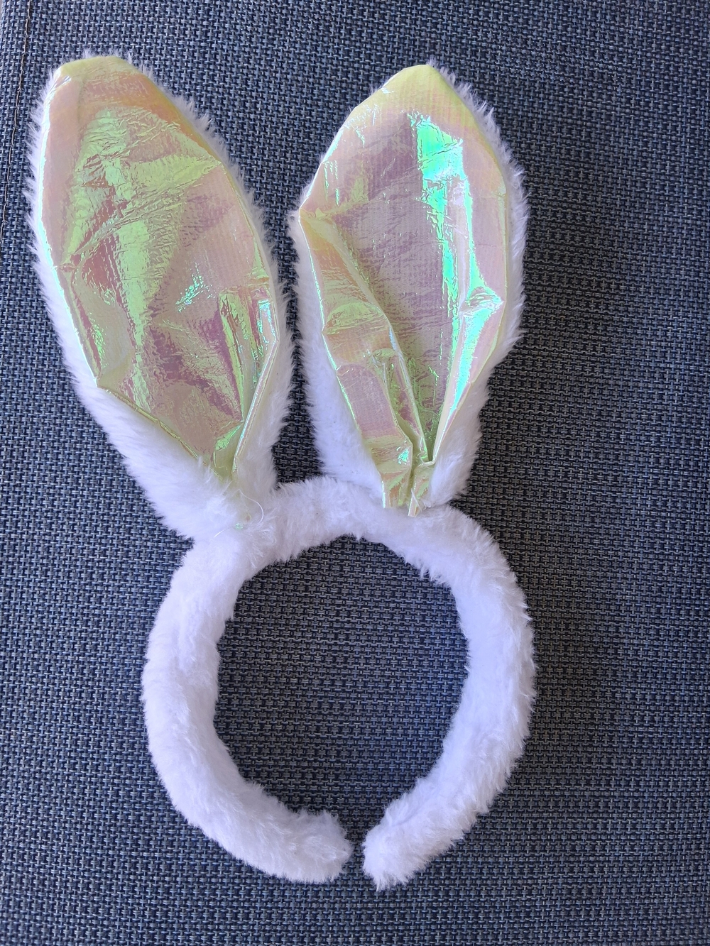 Iridescent Bunny Ear Headband - White